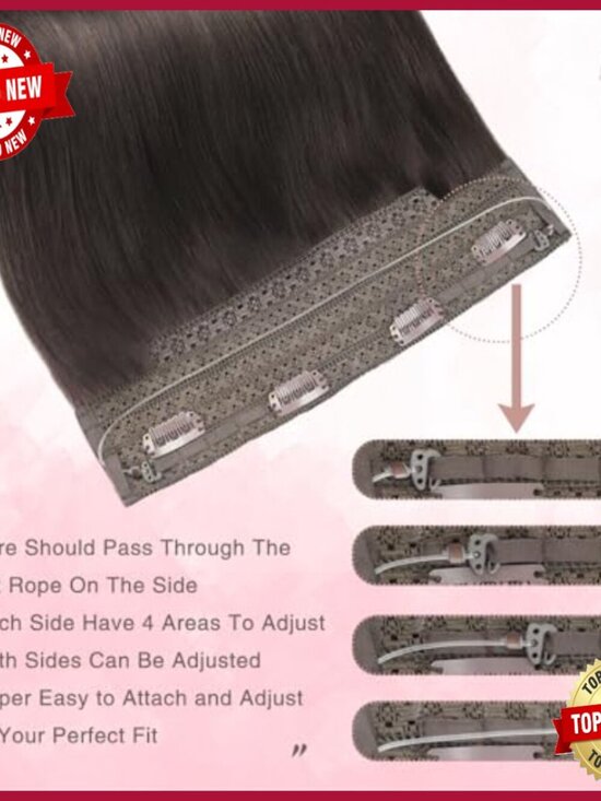 Real Human Hair Clip-In Extensions 16 Inch 95g Adjustable Wire main image 6